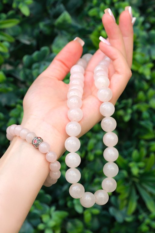 Rose Quartz Necklace & Bracelet Set (1)