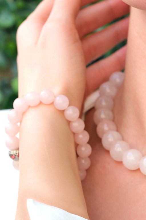 Rose Quartz Necklace & Bracelet Set (1)