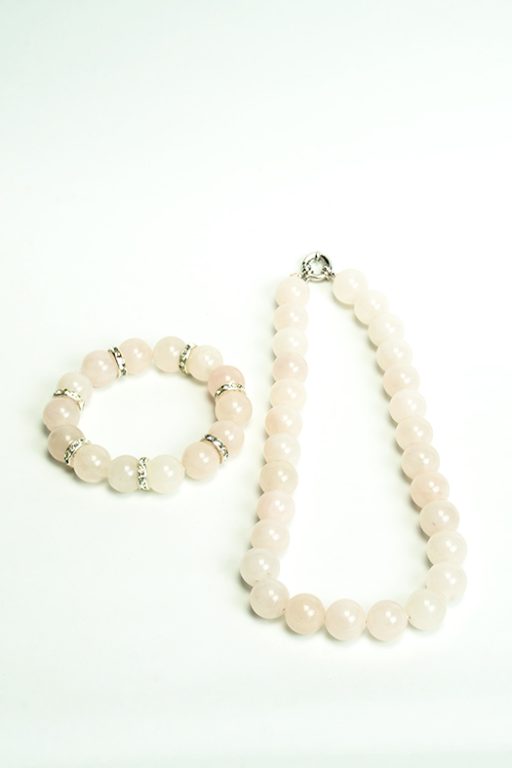 Rose Quartz Necklace & Bracelet Set (2)