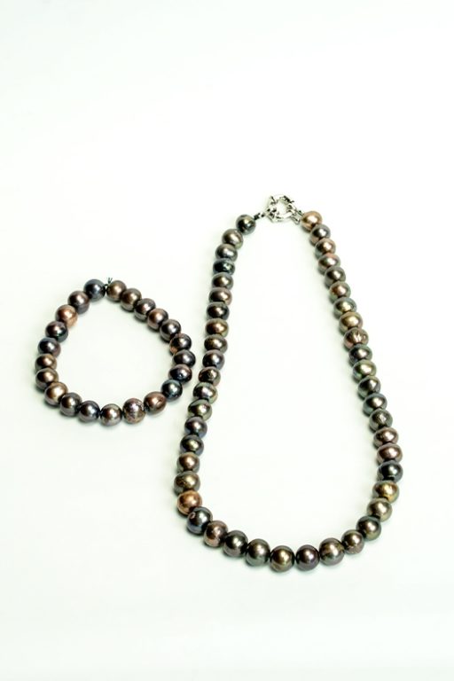 Black Pearl Necklace & Bracelet Set