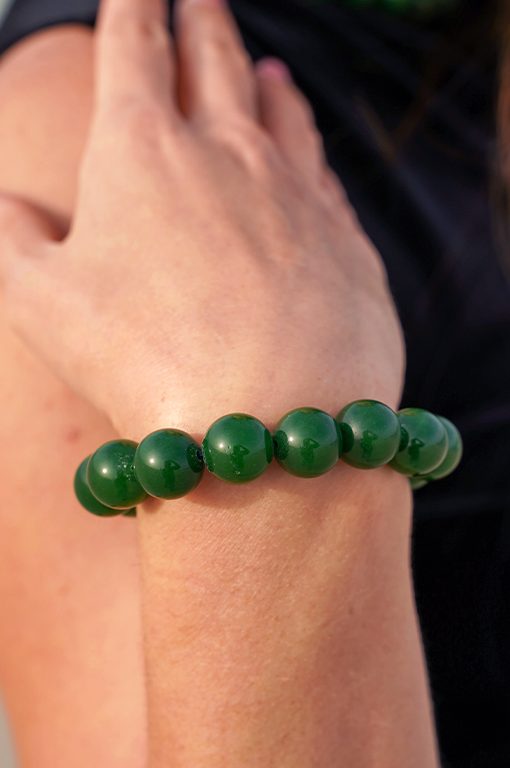 Dark Green Jade Necklace & Bracelet Set